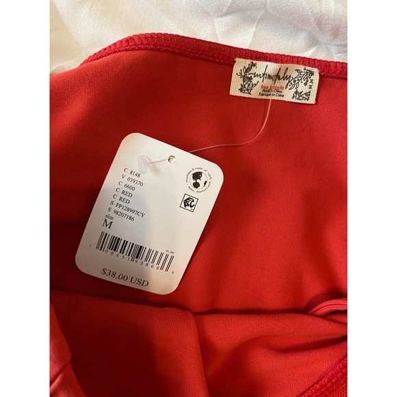 Free People Intimately Free Women's Medium NWT Red Halter V Neck Tank Top - Picture 6 of 6